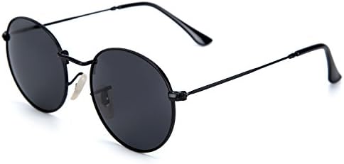 YJMILL New Color film Polarized Sunglasses Retro Pilots Riding Travel Sports Round Sunglasses Men And Women 3447-2 (black-gray, 49)