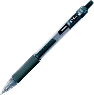 Zebra Sarasa Retractable Gel-Ink Pens, Medium Point, Black - Pack of 12