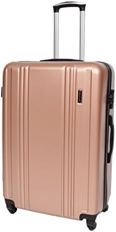 Hard Shell ABS 4 Wheel Spinner Suitcase Travel Trolley Luggage Lightweight H003 Rose Gold (Large | 75x49x28cm/ 4.20KG)
