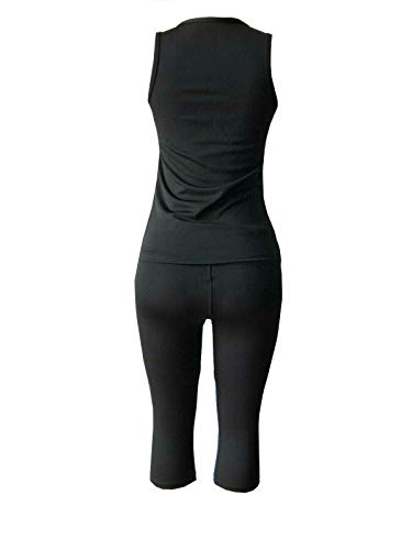 Women's Apparel Sports Gym Yoga Workout Activewear 2 Pieces Top+Leggings Set (L/XL = US Size 8-12, Pink/Orange Black Mix)