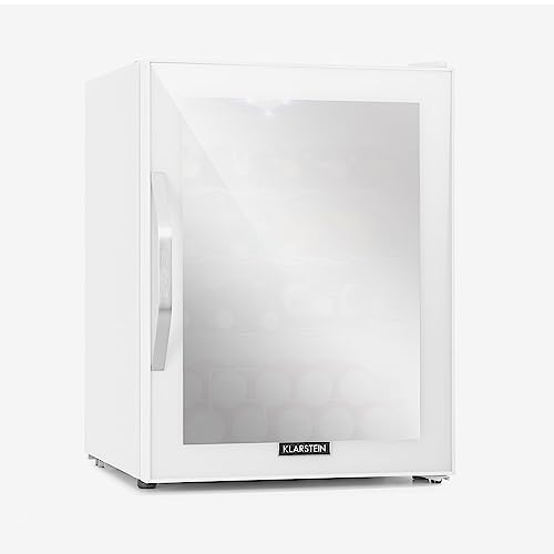 Klarstein Mini Kühlschrank mit Glastür, Mini-Kühlschrank für Zimmer, Getränkekühlschrank Klein mit Verstellbaren Ablagen, Kleiner Kühlschrank mit Wellenform-Racks, 60 Liter Kühlschrank Leise
