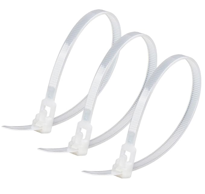 100Pcs 200mm x 5mm Reusable Cable Ties Heavy Duty Zip Ties for Cable Management, Indoor, Outdoor, Home, Garden, Office and DIY (White)