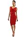 PattyBoutik Women's Cowl Neck Sleeveless Ruched Dress (Bright Red S)