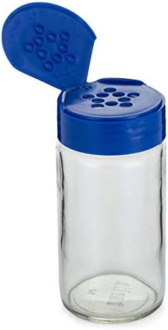 4 oz Glass Paragon Spice Jars (Blue Flip/Sift Cap) Case 12 by Berlin Packaging
