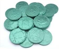 Fort Knox Milk Chocolate 1.5-inch Coins Light Green Foil: 1 lb