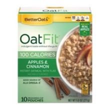 Better Oats Oat Fit Apples and Cinnamon Hot Cereal, 9.8 Ounce -- 6 per case.