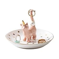 WANYA Adorable Cat Ring Holder Decor Jewelry Tray Ceramic Dish Organizer, Unicat