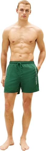 Short de Bain Moyen avec Cordon de Serrage et Poche zippée pour Homme, Vert (Street Green), Taille M