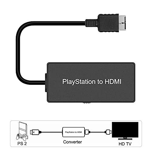 Azduou PS2 to HDMI Converter HDMI Cable for PlayStation 2/ PlayStation 3 Console. Connecting PS2/ PS3 to HDTV with True Ypbpr HD Signal Output (100% Improve Video Quality)