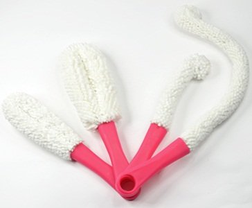 KLOUD City ® Set of 4 foam tipped wine bottle / glass / decanter washing brush / scrubber plus KLOUD cleaning cloth