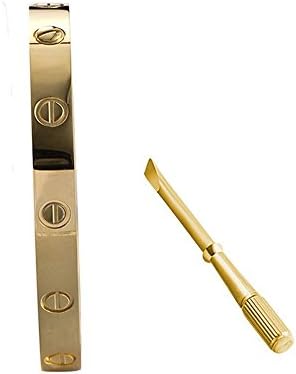 Fergel Stainless Steel Screw Head Design Oval Bracelet Bangle with Screwdriver (Yellow gold size in 18)