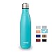 Jearey Water Bottle Vacuum Insulated 16oz Stainless Steel Double Walled Keep Cold and Hot Leak Proof BPA Free Outdoor Sports Drinking Bottle(Lake Blue)
