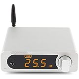 MX3 DAC Power Amplifier Headphone Amp with Bluetooth Receiver, Amplifier USB/Optical/Coaxial/AUX/SW Digital Audio Power Amp for Speaker or HiFi System (Silver)