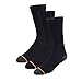 Gold Toe Mens 3-Pair Flat Knit Premium Combed Cotton Crew Socks (Navy)
