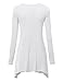Lock and Love WT953 Womens Round Neck Long Sleeve Rib Trapeze Tunic Top L White