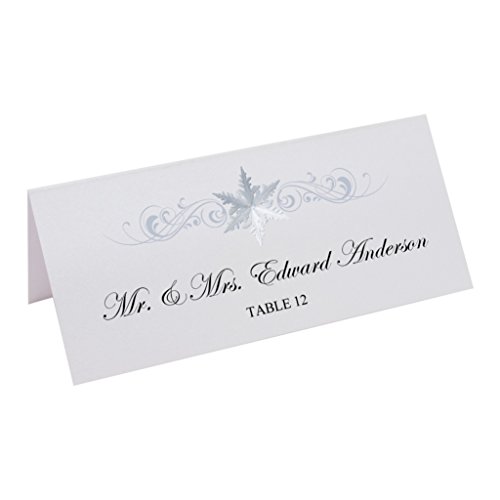 Documents and Designs Christmas and Holiday Snowflake Flourish Easy Print Place Cards (Select Quantity), Pearl White, Set of 50 (9 Sheets)