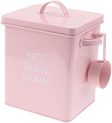 FutuHome Metal Food Storage Container | Dry Food, Flour, Rice Dispenser | Pet Food Storage Container | Dog Food Bin | With Lids & Scoop - Pink
