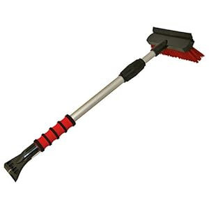 Petex 46010.000 sneeuwbezem/ijskrabber 4601, rood met rubberen lip, telescoopstang lengte 58-91 cm