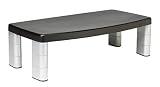3M Extra Wide Adjustable Monitor Stand, Three Leg Segments Simply Adjust Height from 1" to 5 7/8", Sturdy Platform Holds Up to 40 lbs, 16-inch Space Between Columns for Storage, Silver/Black (MS90B)