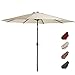 EASELAND Patio Umbrella 9-Feet Outdoor Table Market Umbrella Push Button Tilt and Crank Garden Parasol with Crank Winder, 8 Ribs, Beige