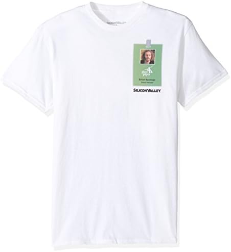 Silicon Valley Men's Erlich Bachman Pied Piper Badge Graphic Tee, White, X-Large