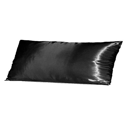 Gyulin Silky Soft Satin 4.6ft Maternity Orthopaedic Pregnancy Support Pillow Full Body Pillow Cover Pillowcase Pillow Protector Cushion Cover Non Zippered Only Cover No Insert 20" x 54" Black