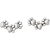 Puppy Dog Paw Print Climber Stud Earrings for Women 925 Sterling Silver Tiny Cat Kitten Animal Pet Cartilage Traugs Crawler Studs Earring Cute Birthday Jewelry Hypoallergenic