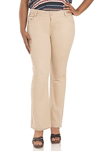 WallFlower Juniors Plus Size Luscious Curvy Bootcut Chino Pants in Khaki Size: 20