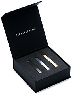 3-Piece Tie Clip Set: Gold, Silver & Gray Matte Finish Minimal Design 2-inch Bars Great for Slim Ties