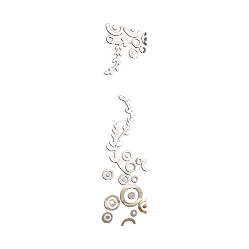 Iusun 3D Wall Sticker Removable Mirror Circle Ring DIY Self-adhesive Wall Decal Wall Paper Decoration for Room Home Nursery Bedroom Office Supplies Gift - Ship From USA (Silver)