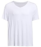 Latuza Men's V-neck Bamboo Elastic T-Shirt, White, X-Large