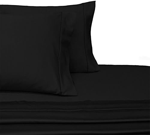 Deluxe and Super Soft Brushed Microfiber Attached Waterbed Sheet Set with Pole Attachment, 3 Piece Super Single Size, Black