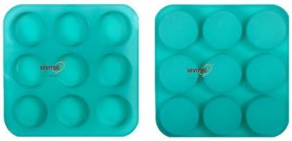 Sevitsil Handmade Silicone Round Shape Soap Molds 100 Grams 9 Cavity Trays for Cake Chocolate Cupcake Muffins Mould - Pack of 1