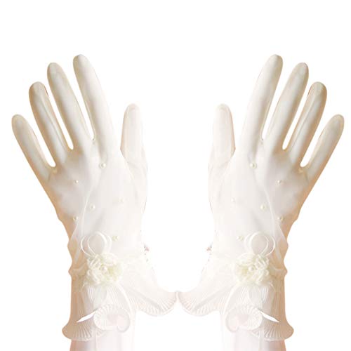 Elegant Satin Lace Gloves Bridal Gloves for Bride Flower Girls Women Wedding Prom Party