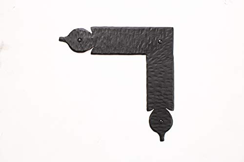 8.25" Spear L Corner Bracket For Barn Doors or Gates Rustic Hammered Iron Black Finish Hand Crafted - Borderland Rustic Hardware