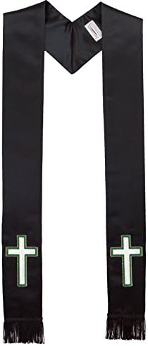 Deluxe Satin Clergy Stole with Embroidered Christian Cross