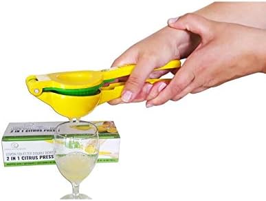 Lemon Squeezer Juice Extractor,Manual Citrus Juicer, Stainless-Steel, Heavy Duty, Suitable for Juicing Orange, Lemon and Other Hull-free Fruits (Yellow)