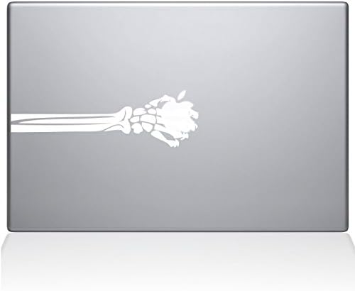 The Decal Guru Skeleton Hand MacBook Decal Vinyl Sticker - 12" MacBook - White (1172-MAC-12M-W)
