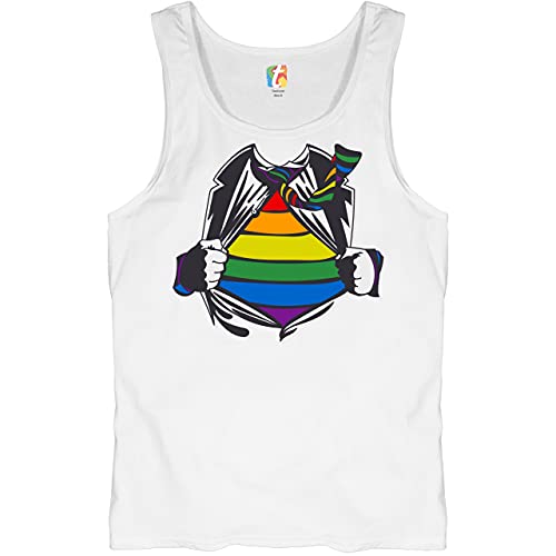 Gay Superhero Parody Tank Top Lesbian Bi Transgender Pride Rainbow Men's Top White Medium at Amazon