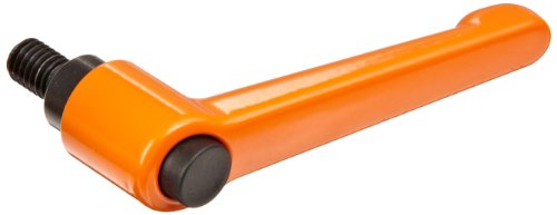 Die Cast Zinc Angled Adjustable Handle with Black Push Button, Threaded Stud, 1-49/64" Length, 1-3/8" Height, 10-32 TPI Thread, 5/8" Thread Length (Pack of 2)