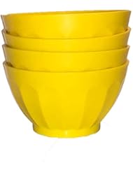 Mintra Unbreakable Plastic Bowl, YELLOW 4pk - Medium, 750ml, 25oz, 5.5inW x 3inH - (Part Of A Set) - Salad, Snacks, Breakfast Cereal, Fruit, Popcorn, Soup, Colorful, Shatterproof, BPA Free