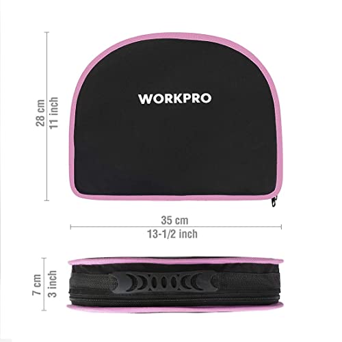 WORKPRO Kit de herramientas rosa - Juego de herramientas de mano con bolsa redonda fácil de transportar - Herramientas duraderas con acabado cromado - Kit de herramientas para el hogar perfecto para bricolaje, mantenimiento del hogar - Cinta rosa WORKPRO Kit de herramientas rosa - Juego de herramientas de mano con bolsa redonda fácil de transportar - Herramientas duraderas con acabado cromado - Kit de herramientas para el hogar perfecto para bricolaje, mantenimiento del hogar - Cinta rosa
