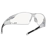 Bolle 40113 Rush Series Safety Glasses, Polycarbonate Anti-Scratch Hydrophobic Lenses, Universal, Clear