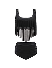 SS Queen traje de baño de dos piezas con estampado de volantes y cintura alta para dama