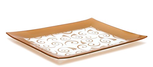 GAC Tempered Glass Tray Rectangular Glass Platter Unbreakable â€“ Chip Resistant â€“ Oven Safe â€“ Microwave Safe â€“ Dishwasher Safe â€“ Stackable Decorative Plate and Glass Serving Tray Gold