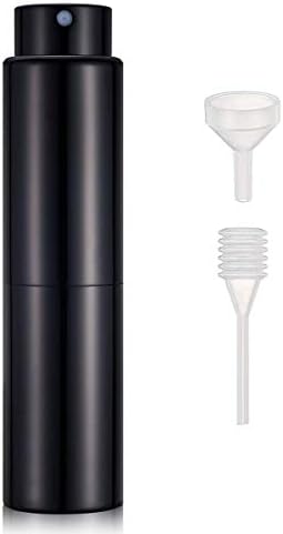 Refillable Perfume Atomiser 20ml Portable Travel Perfume Atomizer Spray Bottle Aftershave Dispenser with Pipette and Funnel (Silver) (bLACK)