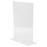 Clear-Ad - LHC-8511 - Double Sided Acrylic Upright T-Shaped Sign Holder 8.5x11 - Table Menu Card Display Stand - Plastic Picture Frame in Bulk (Pack of 6)