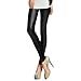 LOCOMO Women Half Faux Leather Front Lycra Back Legging FFT040 S-M Black