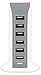 Aduro 40W 8A 6-Port USB Desktop Charging Station Hub Wall Charger for Tablets and Smartphones with Smart Flow Technology (White)
