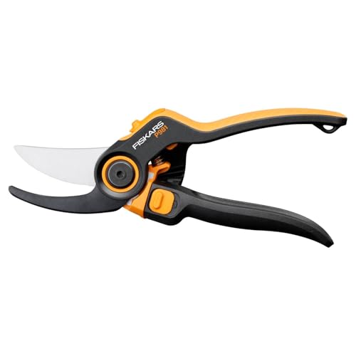 Fiskars X-series DualAction Gartenschere Bypass P981, 2-in-1-Modus für dünne und dicke Äste, Ergonomischer Rollgriff, Antihaftbeschichtete Stahlklingen/FiberComp-Griffe, Schwarz/Orange, 1080132